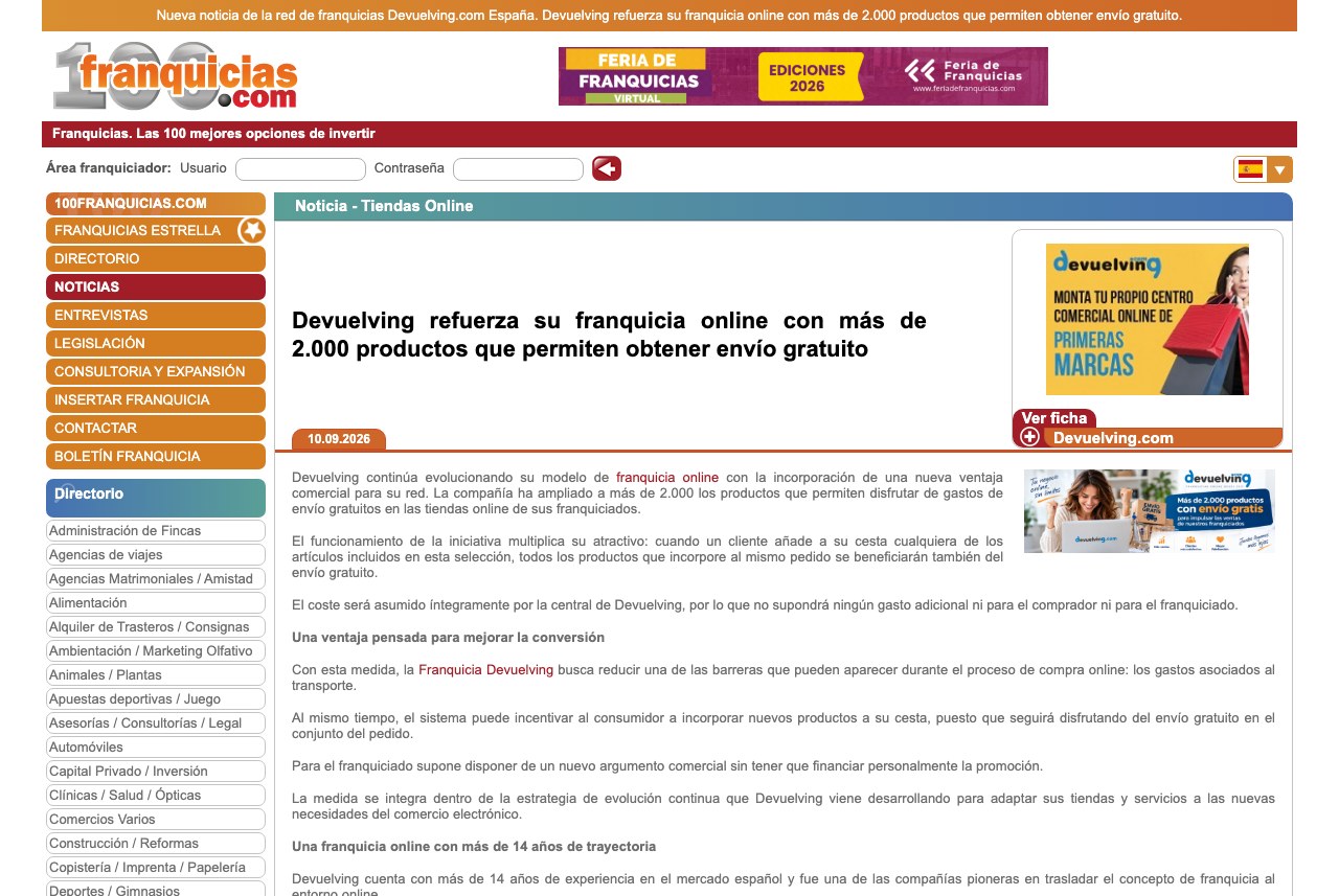 Devuelving refuerza su franquicia online con más de 2.000 productos que permiten obtener envío gratuito